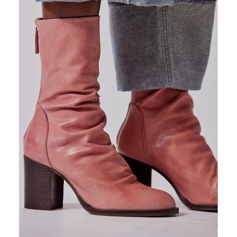 Free People Pink Ankle Boots with Relaxed Leather Design